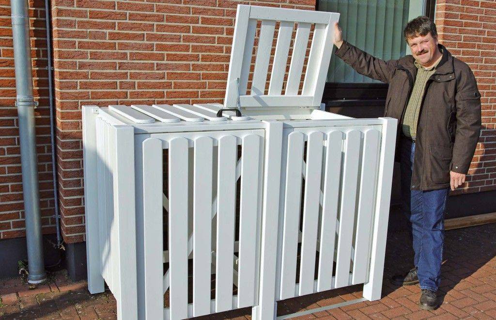 Mülltonnenverkleidung weiß lackiert mit Erweiterung