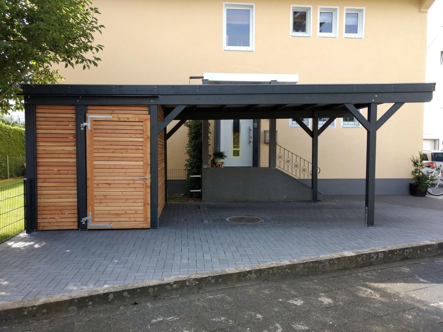 Carport mit Abstellraum, Rhombus-Verkleidung