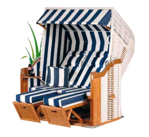 Strandkorb Rustikal 250 Plus XL blau-weiß