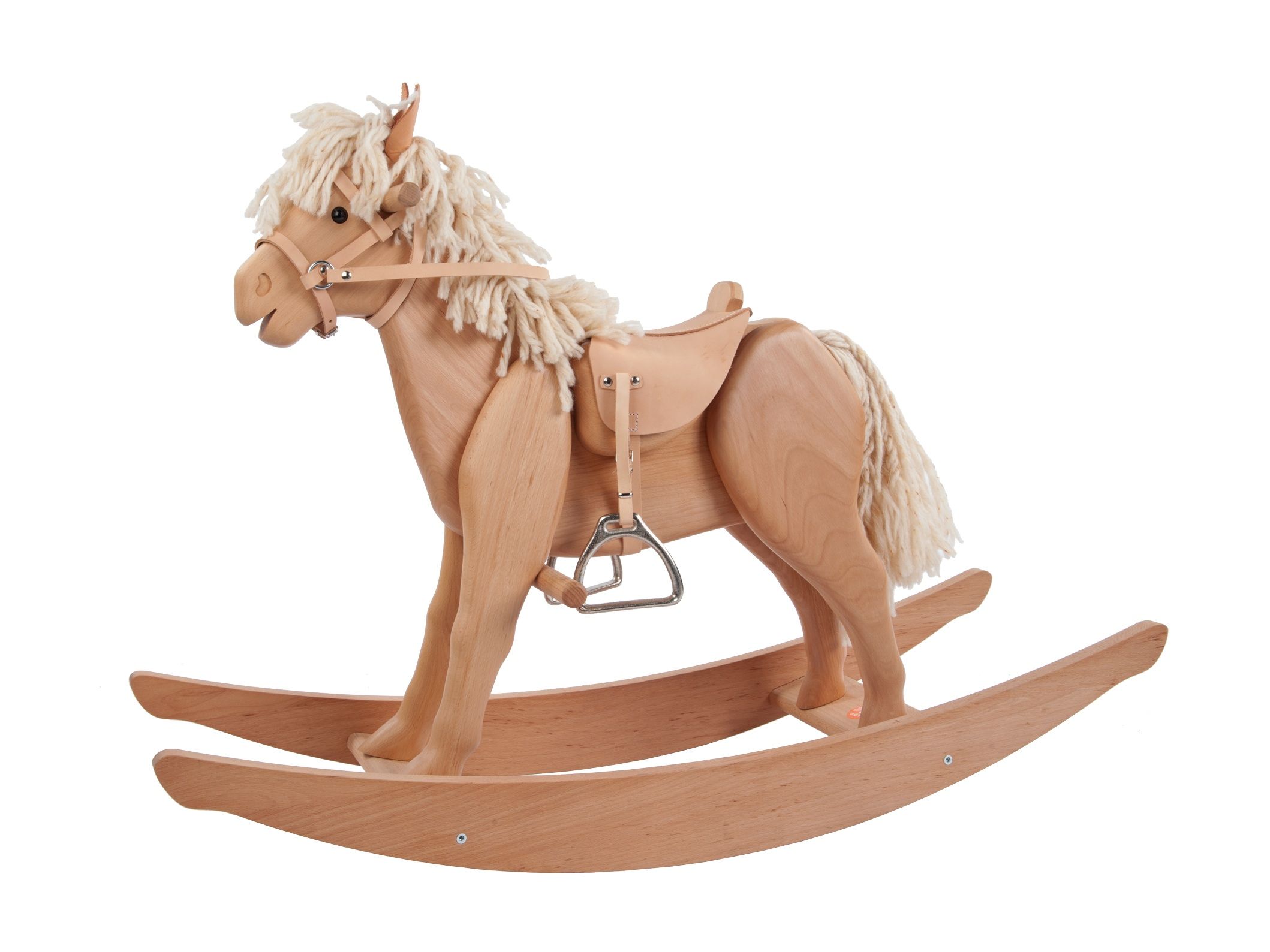 Holz-Schaukelpferd mit Sattel und Zaumzeug