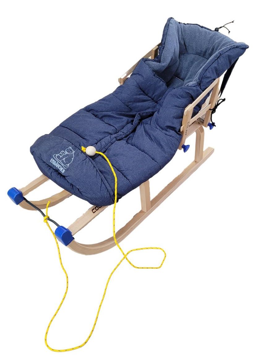 Davoser Holzschlitten, komplett mit Winterfußsack