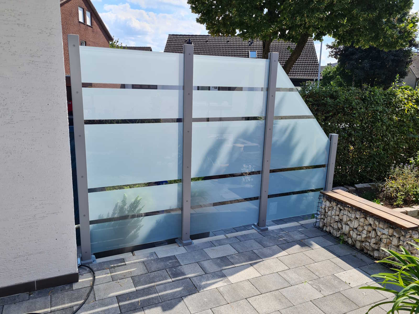 Glas-Sichtschutz weiß-grau