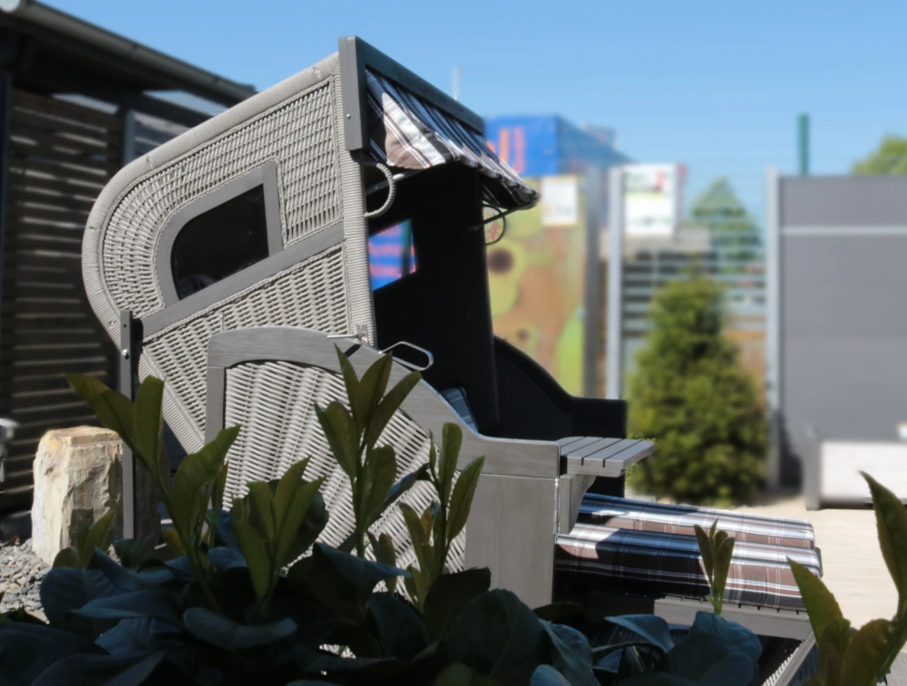 Gartenstrandkorb grau mit Seitenfenster