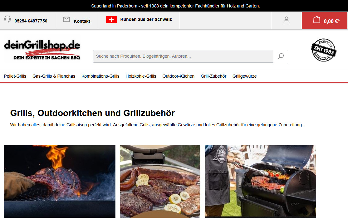 Vorschau Onlineshop www.deingrillshop.de
