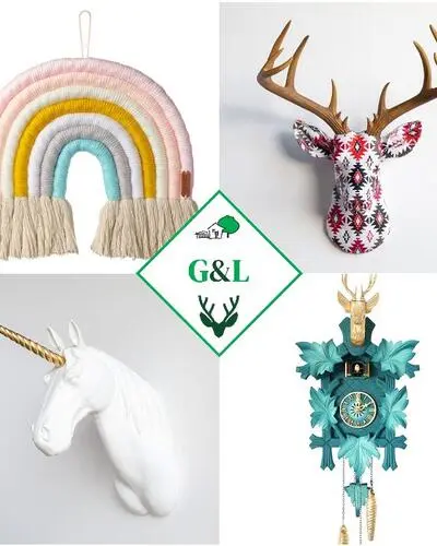 Wanddekorationen Einhorn Hirsch Wanduhr Dinosaurier Hirschgeweih